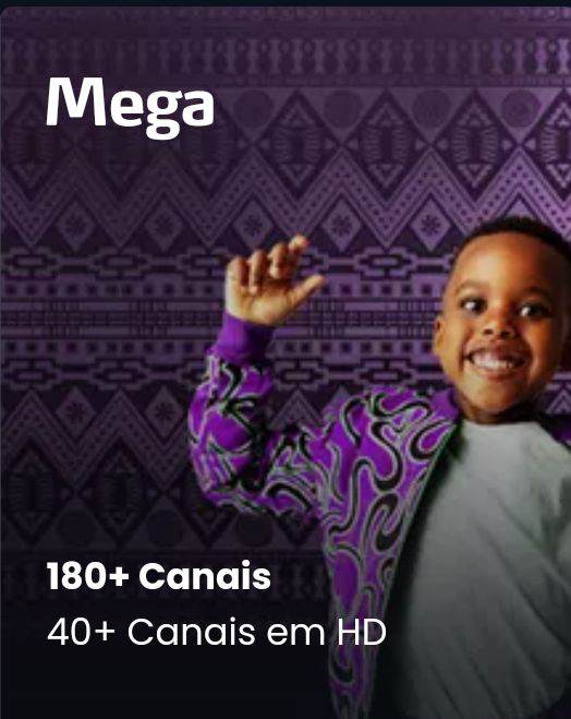 Se você está em busca do melhor, adira ao DStv Mega e deixa-se levar pelo melhor do entretenimento. Assista todos os filmes internacionais mais recentes, séries, reality shows e os maiores nomes do lifestyle e notícias. Não é só entretenimento sem fim - é uma experiência.